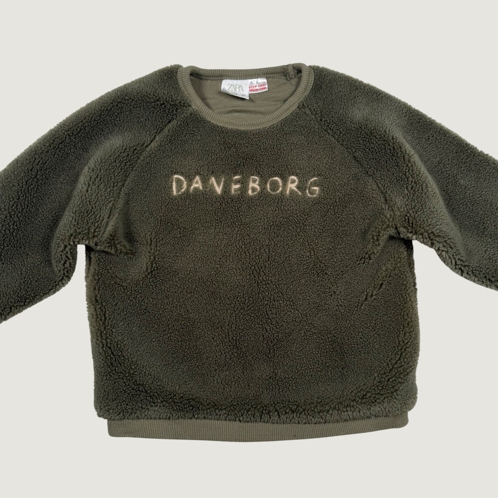 Zara Kids Olive Green Sherpa Fleece Daneborg Sweatshirt 18-24 Months